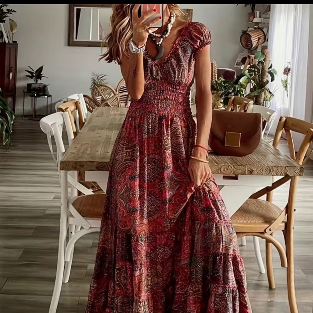 Burgundy Bohemian Maxi Dress